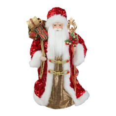 Фигурка Holiday Classics Дед Мороз в красной шубе с пайетками 45 см красный