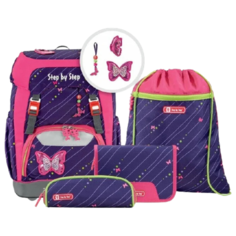 Step By Step Ранец Grade Shiny Butterfly с наполнением, фиолетовый/розовый