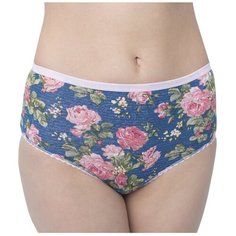 Santini Трусы "Макси" с высокой посадкой, размер 54, роза на джинсе