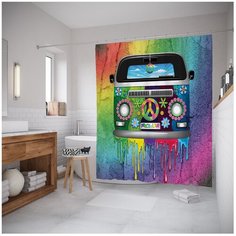 Штора для ванной JoyArty Красочный автомобиль хиппи 180х200