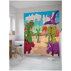 Штора для ванной JoyArty Улыбка динозавров 180х200 (sc-12650)