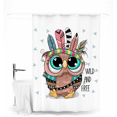 Шторка для ванной Сирень "Совенок-индеец"