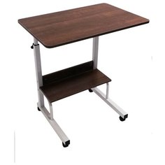 Прикроватный столик для ноутбука, с регулировкой высоты на колесиках, коричневый URM