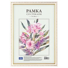 Рамка пластиковая 21*30см, OfficeSpace, № 9, белый/золото