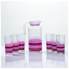 Набор для сока "Черничный" художественная роспись, 6 стаканов 1250/200 мл 3018900 Сима ленд