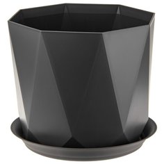 Горшок IDEA (М-Пластика) с поддоном Призма 13 x 11 см графитовый