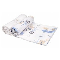 Многоразовые пеленки Daisy фланель 90х145 комплект 2 шт. зайчата на велосипеде/голубой