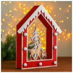 Новогодний декор с подсветкой "Новогодний домик" 2АА 7,2х28х33,5 см 4804209 Сима ленд