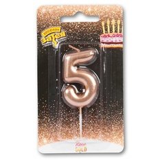 Свеча -цифра "5" Розовое золото 4,5см/V Веселая Затея