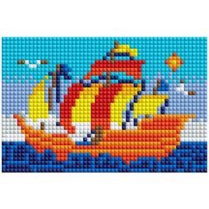 Алмазная мозаика большой корабль, с подрамником с полным заполнением, Рыжий кот 10x15см AS1014