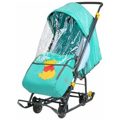 Санки-коляска Nika Disney baby 1 Винни изумрудный