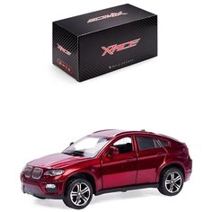 Детская инерционная металлическая машинка, Serinity Toys, с открывающимися дверями, модель BMW X6, со светом и звуком, красный