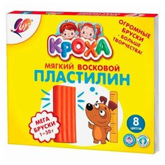 Пластилин мягкий в больших брусках ЛУЧ "Кроха", 8 цветов, 240 г, со стеком, 29С 1774-0, 29С 1774-08