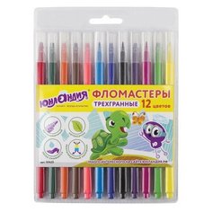 Фломастеры юнландия 12 цветов, "зоопарк", трехгранные, вентилируемый колпачок, 151425