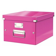 Короб архивный LEITZ "Click & Store" M, 200х280х370 мм, ламинированный картон, разборный, розовый, 60440023