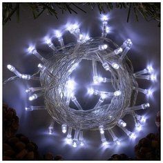 Гирлянда "Нить" 5 м , IP20, прозрачная нить, 50 LED, свечение белое, 8 режимов, 220 В Luazon Lighting