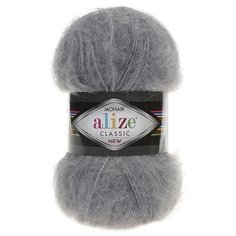 Пряжа Alize Mohair classic 100гр. 200м (25%мохер, 24%шерсть, 51%акрил) (412 серый меланж) 2 шт