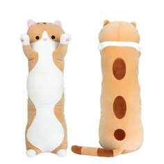 Мягкая игрушка-антистресс Кошка-обнимашка, Кошка-батон, длинный кот рыжий 50 см Welly Well