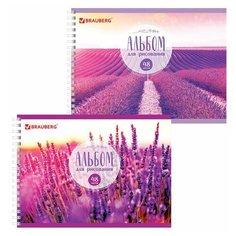 Альбом для рисования, А4, 48 л., гребень, обложка картон, BRAUBERG ЭКО, 205х290 мм, "Лаванда" (2 вида), 105109