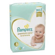 Подгузники комплект 74 шт. PAMPERS (Памперс) "Premium Care", размер 3 (6-10 кг), 8001090604644