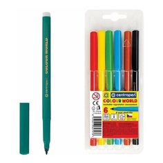 Фломастеры 6 цветов CENTROPEN "Colour World", круглые, смываемые, вентилируемый колпачок, 7550/6TP, 7 7550 0684