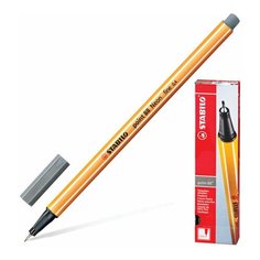 Ручка капиллярная (линер) STABILO "Point 88", темно-серая, корпус оранжевый, линия письма 0,4 мм, 88/96