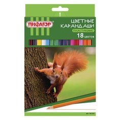 Карандаши цветные пифагор "лесные жители", 18 цветов, пластиковые, классические заточенные, 181335