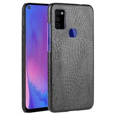 Чехол панель бампер MyPads для Samsung Galaxy M51 (Китайская версия) элегантный тонкий на пластиковой основе с дизайном под кожу крокодила черный