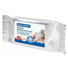 Паста (масса) для моделирования и лепки BRAUBERG, самозатвердевающая, 200 г, белая, высшее качество, 224441