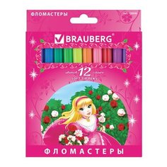 Фломастеры BRAUBERG "Rose Angel", 12 цветов, вентилируемый колпачок, картонная упаковка, увеличенный срок службы, 150556