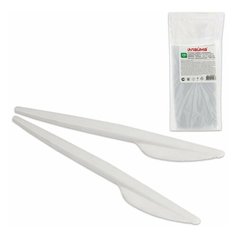 Одноразовые ножи 165 мм, комплект 100 шт., "стандарт", пластиковые, белые, LAIMA, 603080 Лайма