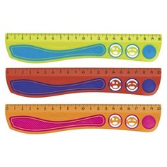 Линейка MAPED (Франция) "KidyGrip", 20 см, пластиковая с резиновыми вставками, нескользящая, с трафаретами, 278710