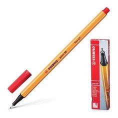 Ручка капиллярная (линер) STABILO "Point", красная, корпус оранжевый, толщина письма 0,4 мм, 88/40