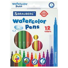Фломастеры BRAUBERG "PREMIUM", 12 цветов, ультрасмываемые, классические, вентилируемый колпачок, картонная коробка с европодвесом, 151938