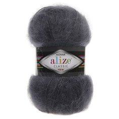 Пряжа Alize Mohair classic 100гр. 200м (25%мохер, 24%шерсть, 51%акрил) (53 т.серый) 2 шт