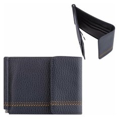 Зажим для купюр FABULA "Brooklyn", натуральная кожа, контрастная отстрочка, 86х126 мм, синий, Z.12.BR