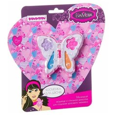 Набор детской декор. косметики Bondibon Eva Moda, CRD 20*20*2 см; бабочка с тенями для век 4 оттенка
