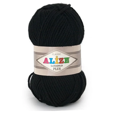 Пряжа «Lanagold» Alize 51% акрил - 49% шерсть 240м/100гр (060 черный) 5 шт.