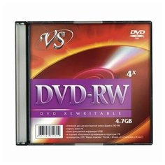 Диск DVD-RW, VS, 4,7 Gb, 4 x Slim Case, 1 штука, VSDVDRWSL01