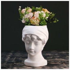 TAKE IT EASY Кашпо керамическое "Голова девушки", белое 21*18см