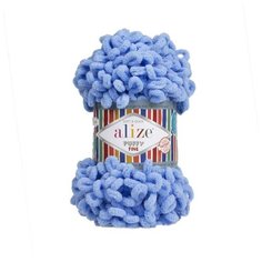 Пряжа Alize Puffy Fine (Пуффи Файн) 112 голубой 100% микрополиэстер 100г 14м 5шт