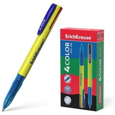 Ручка шариковая автоматическая ErichKrause® 4 COLOR, цвет чернил: синий, черный, красный, зеленый (в коробке по 12 шт.)