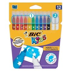 Фломастеры "Пиши и стирай" BIC, 12 штук, 10 цветов + 2 стирающих, суперсмываемые, вентилируемый колпачок, 9202962
