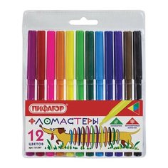 Фломастеры пифагор "Веселая такса", 12 цветов, вентилируемый колпачок, 151397