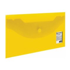 Папка-конверт с кнопкой малого формата (250х135 мм), прозрачная, желтая, 0,18 мм, BRAUBERG, 224032