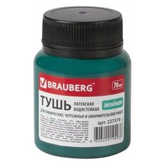 Тушь чертежная BRAUBERG, 70 мл, зеленая, водостойкая, латексная (черчение, графика, оформление), 227370