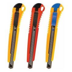 Нож канцелярский 9 мм BRAUBERG "Standard", автофиксатор, корпус ассорти, блистер, 230916