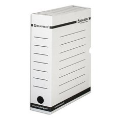 Короб архивный с клапаном А4 (260х325 мм), 75 мм, до 700 листов, плотный, микрогофрокартон, белый, BRAUBERG, 121485