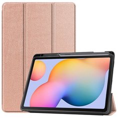 Чехол-обложка MyPads для Samsung Galaxy Tab S6 Lite 10.4 SM-P610 / P615 тонкий умный кожаный на пластиковой основе с трансформацией в подставку розовое золото