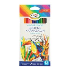 Карандаши цветные гамма "Классические", 12 цветов, заточенные, шестигранные, картонная упаковка, 05091802, 050918_02 Gamma